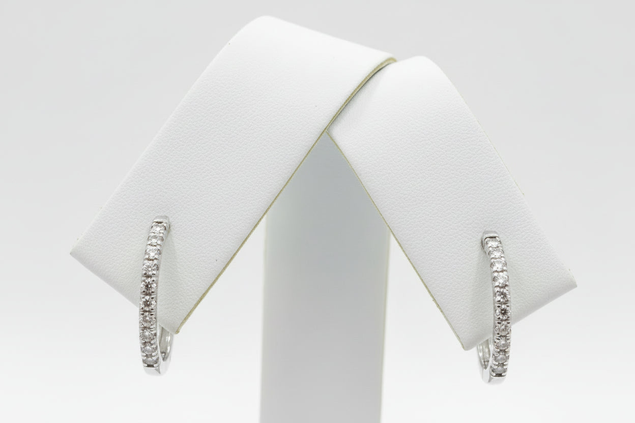 14k White Gold DIAMOND 0.25CTW Hoops