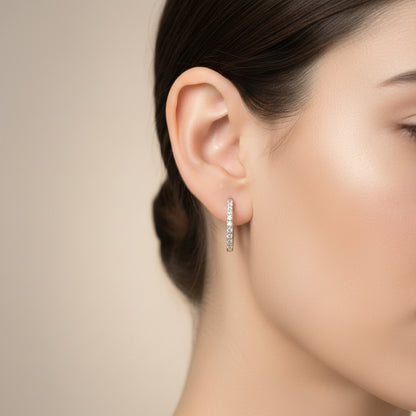 14k White Gold DIAMOND 0.25CTW Hoops