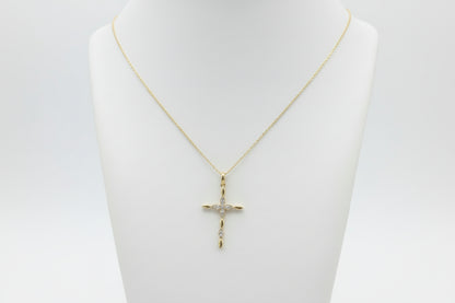 10k Yellow Gold Cross DIAMOND 0.18CTW Necklace