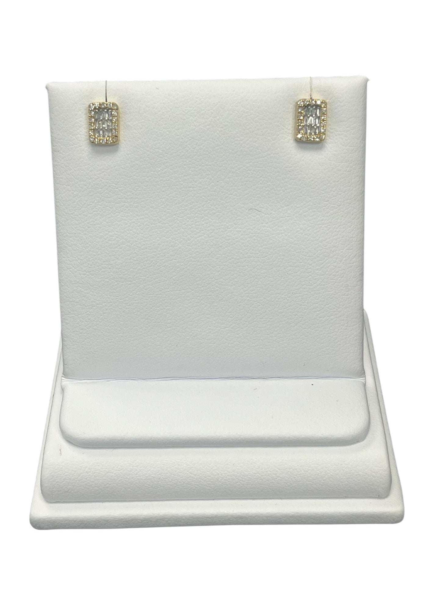 10k Yellow Gold Emerald Cut Cluster DIAMOND 0.30CTW Earings