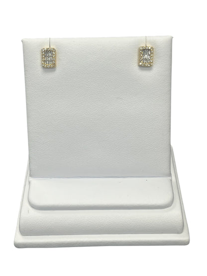 10k Yellow Gold Emerald Cut Cluster DIAMOND 0.30CTW Earings