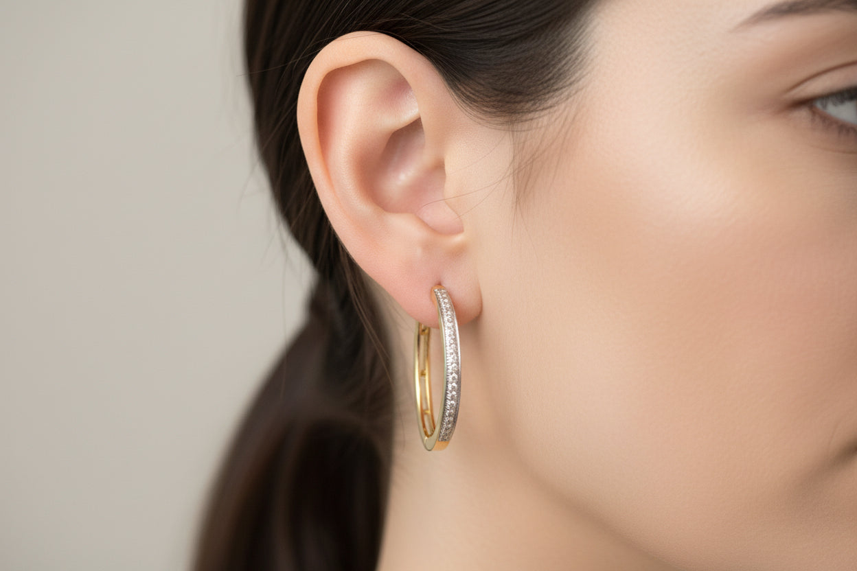 10k Yellow Gold DIAMOND 0.15CTW Hoops