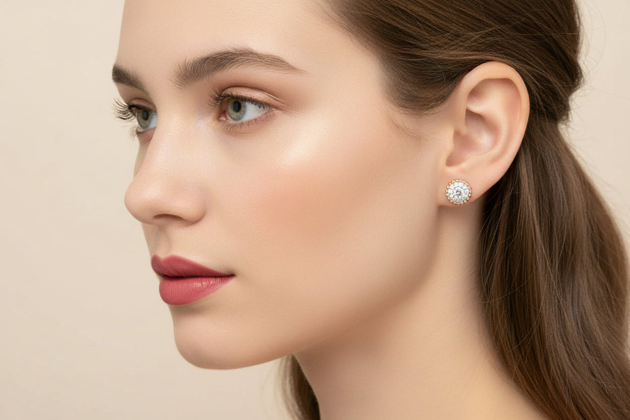 10k Rose Gold Round Cluster DIAMOND 0.50CTW Earings