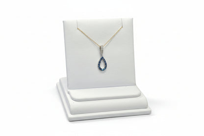 14k White Gold Pear Design Blue DIAMOND 0.05CTW Necklace