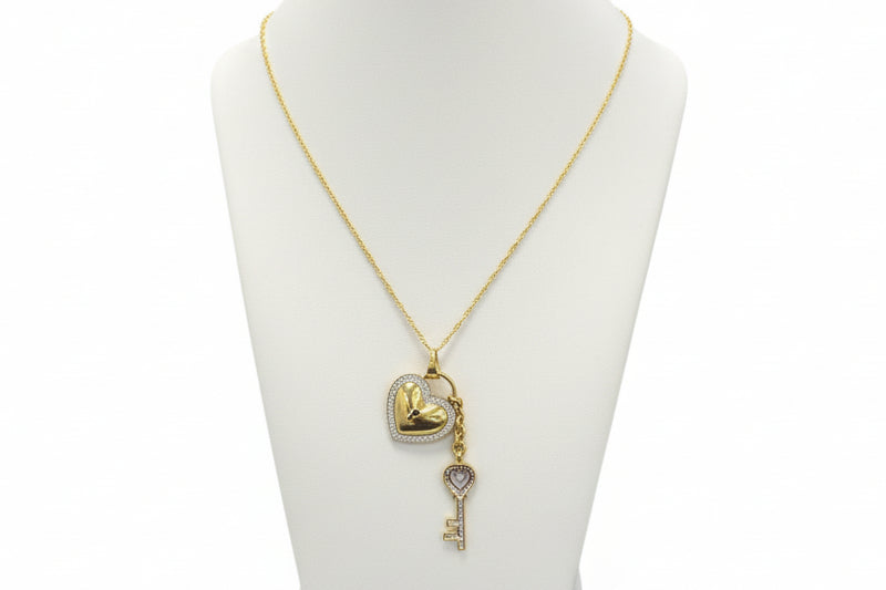 10k Yellow Gold Key/Heart DIAMOND 0.26CTW Necklace