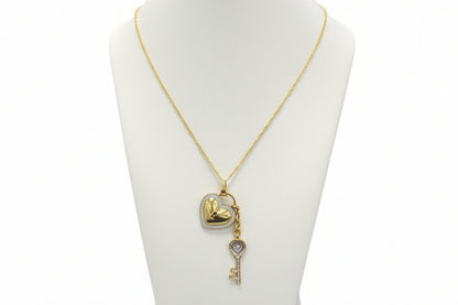 10k Yellow Gold Key/Heart DIAMOND 0.26CTW Necklace