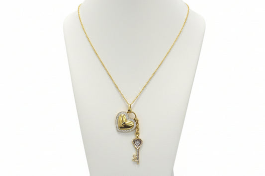 10k Yellow Gold Key/Heart DIAMOND 0.26CTW Necklace