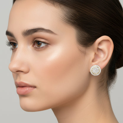 10k Yellow Gold Round Cluster DIAMOND 0.30CTW Earings