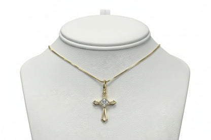 10k Yellow Gold Cross DIAMOND 0.10CTW Necklace