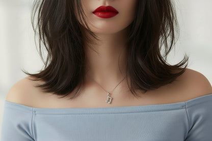 10k White Gold Music Note DIAMOND 0.08CTW Necklace