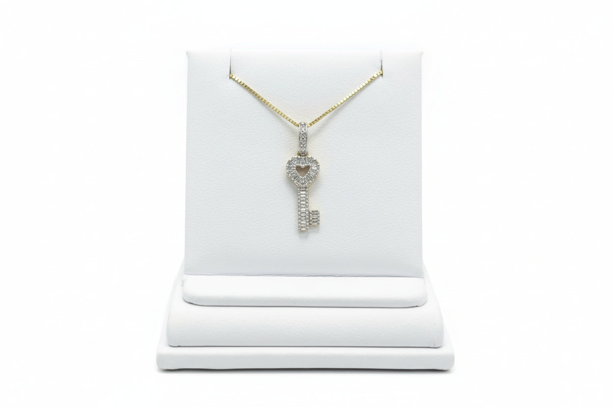 10k Yellow Gold Key DIAMOND 0.10CTW Necklace