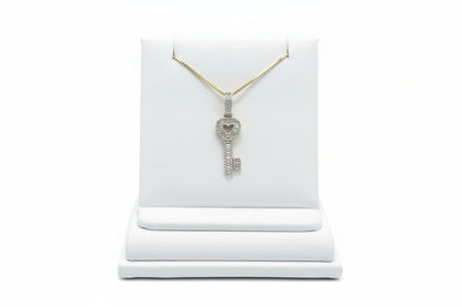 10k Yellow Gold Key DIAMOND 0.10CTW Necklace