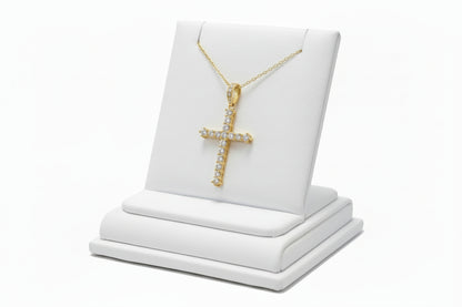 10k Yellow Gold Cross DIAMOND 0.35CTW Necklace