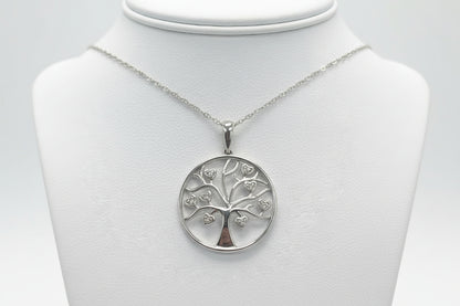 10k White Gold Tree of Life /Heart DIAMOND 0.05CTW Necklace