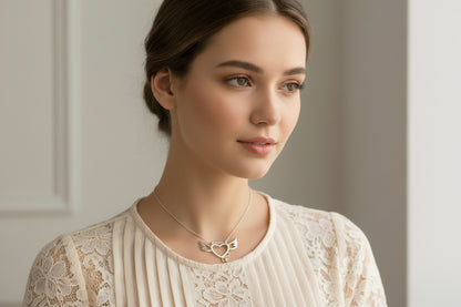 10k White Gold Angel/Devil Heart Necklace
