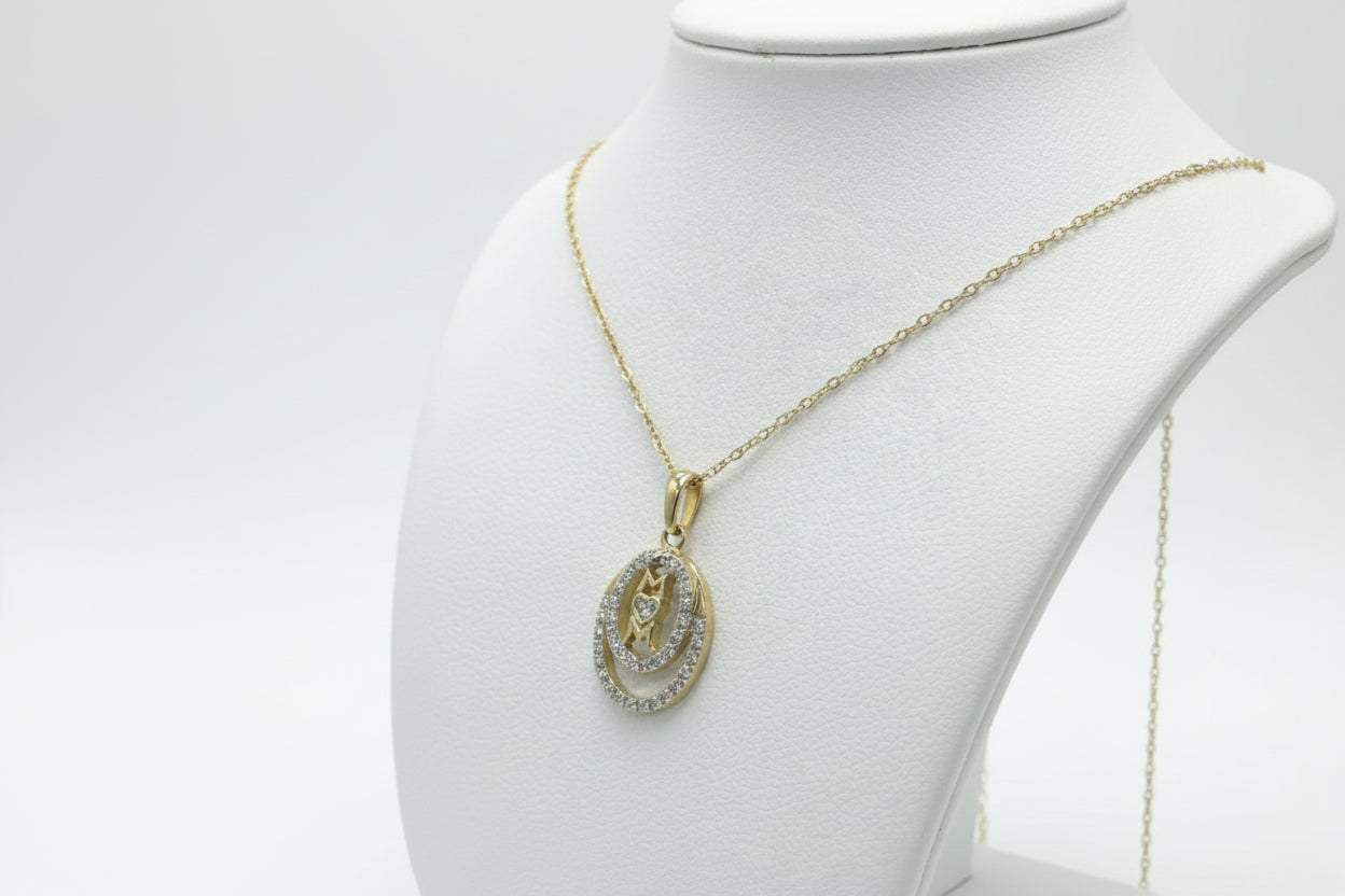14k Yellow Gold MOM DIAMOND 0.10CTW Necklace