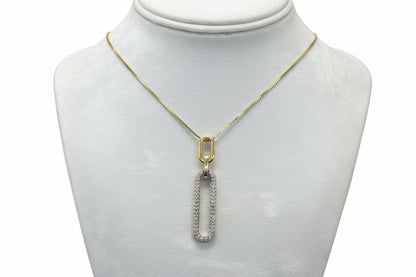 10k Yellow Gold Paper Clip DIAMOND 0.12CTW Necklace