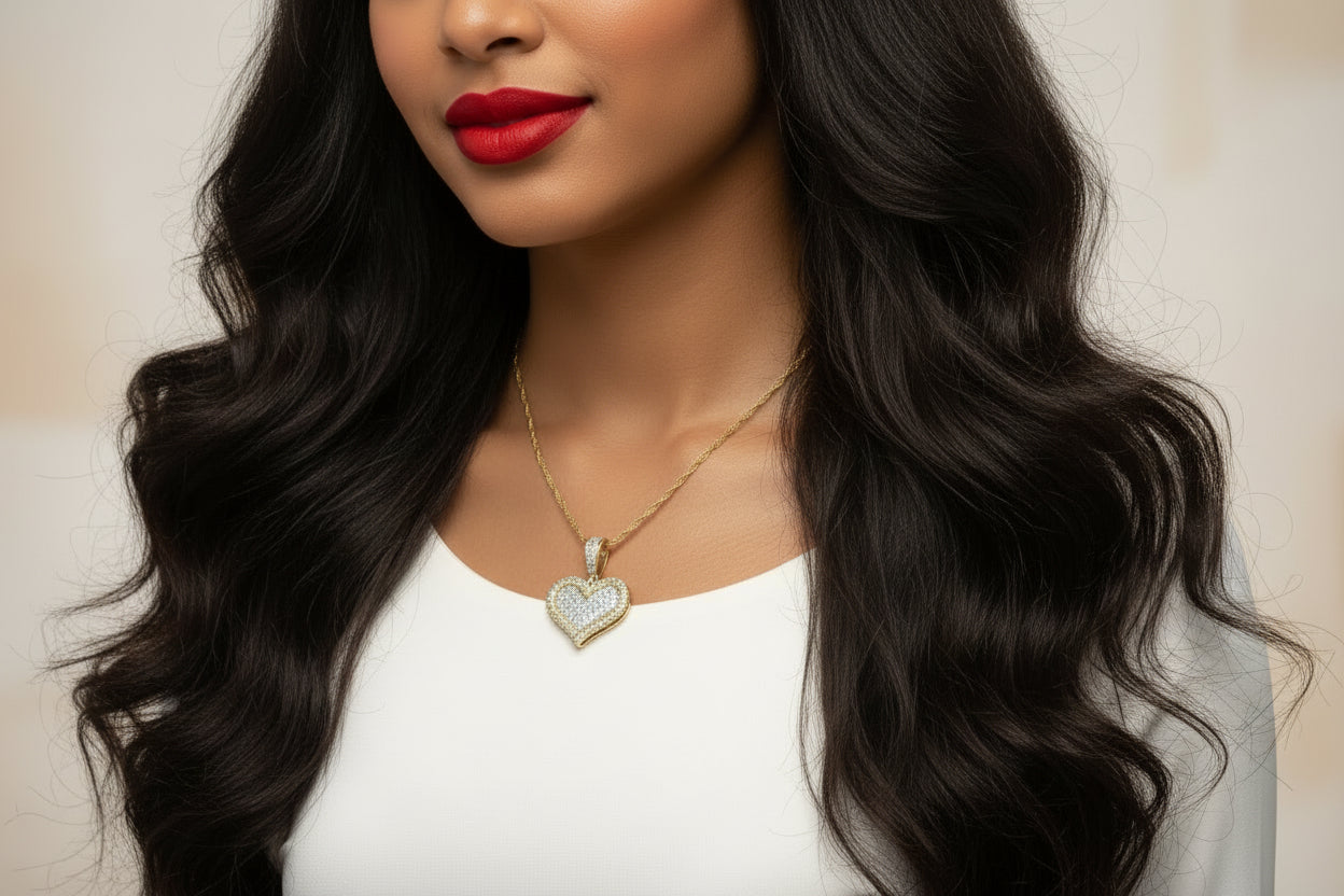 10k Yellow Gold Heart DIAMOND 0.48CTW Necklace