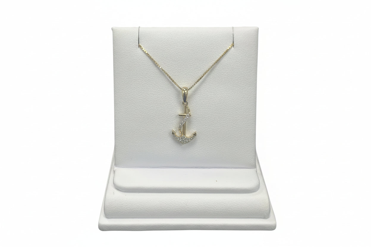 10k Yellow Gold Anchor DIAMOND 0.33CTW Necklace