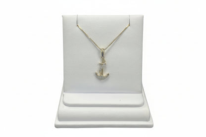 10k Yellow Gold Anchor DIAMOND 0.33CTW Necklace