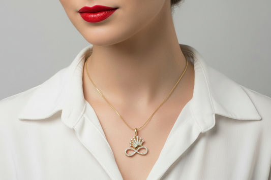 10k Yellow Gold Infinity/Crown DIAMOND 0.25CTW Necklace