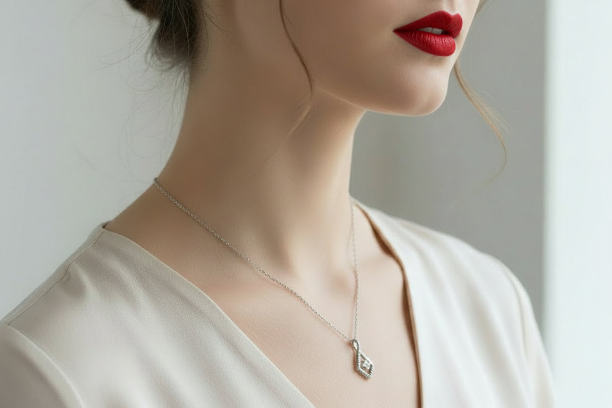 14k White Gold DIAMOND 0.06CTW Necklace