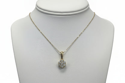 10k Yellow Gold Flower DIAMOND 1.00CTW Necklace