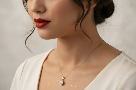 10k Yellow Gold Flower DIAMOND 1.00CTW Necklace