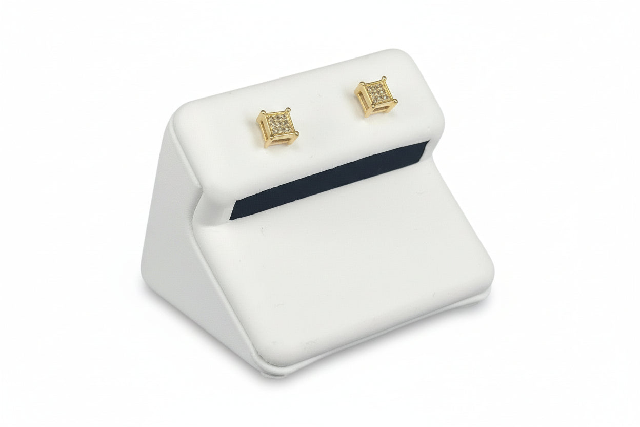 10k Yellow Gold Square DIAMOND 0.04CTW Studs