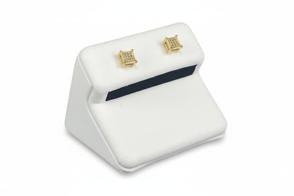 10k Yellow Gold Square DIAMOND 0.04CTW Studs