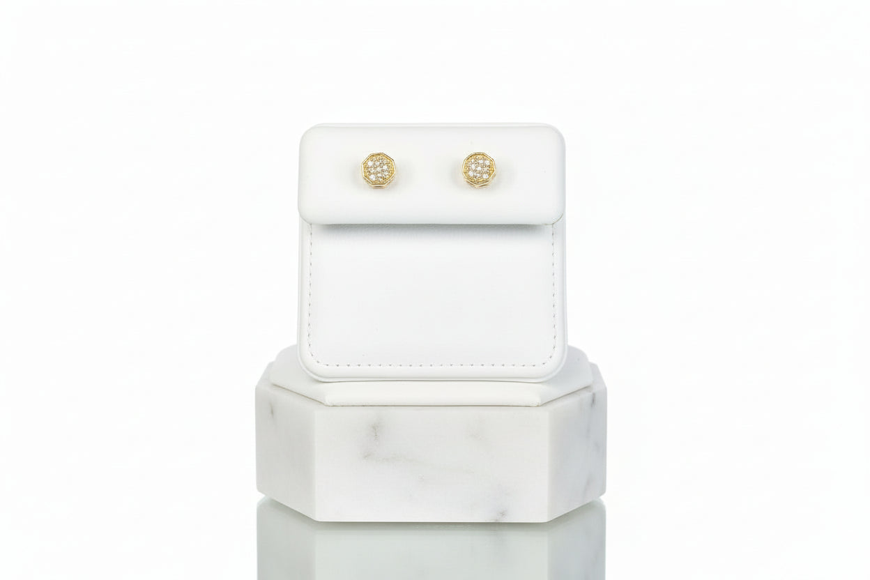 10k Yellow Gold Octagon DIAMOND 0.04CTW Small Studs