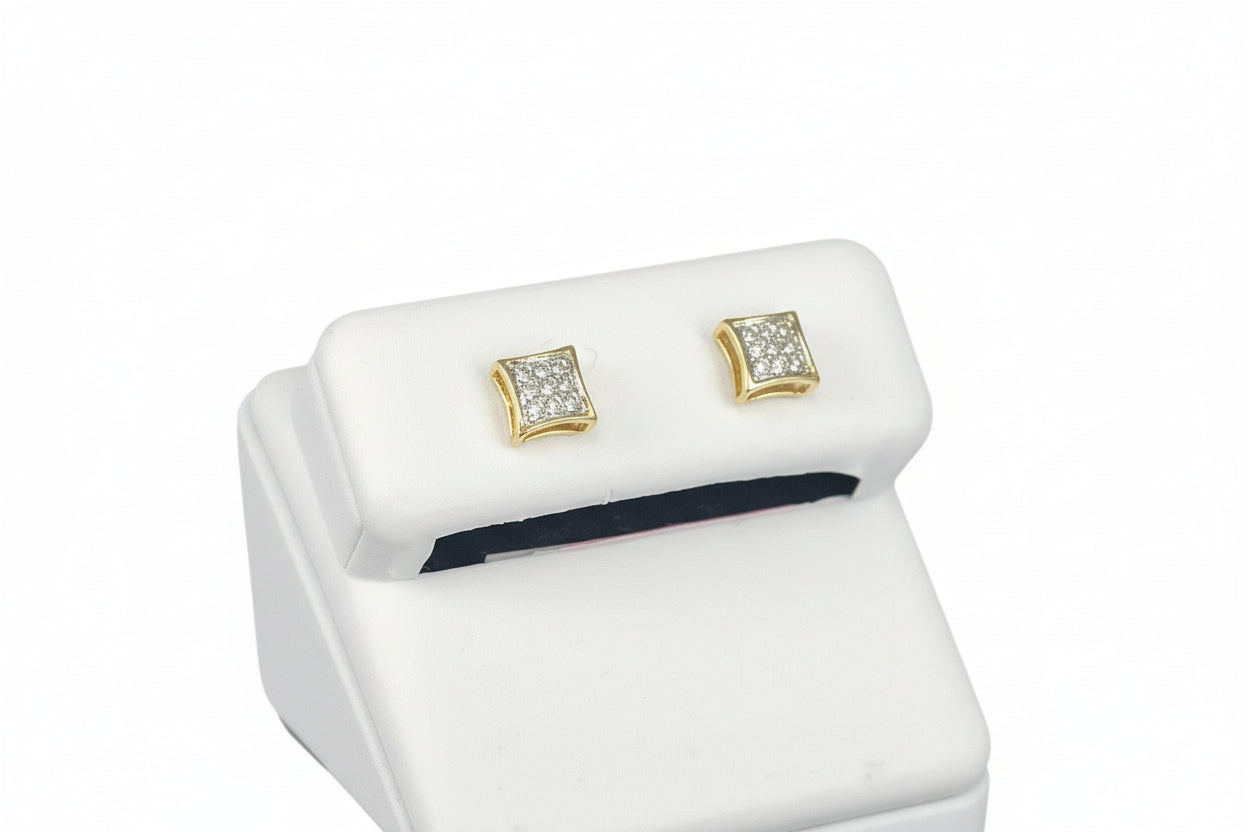 10k Yellow/White Gold Square DIAMOND 0.04CTW Studs