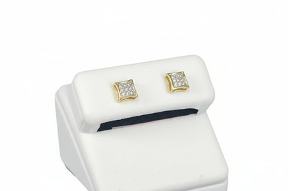 10k Yellow/White Gold Square DIAMOND 0.04CTW Studs