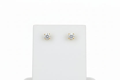 10k Yellow Gold Round CZ Studs
