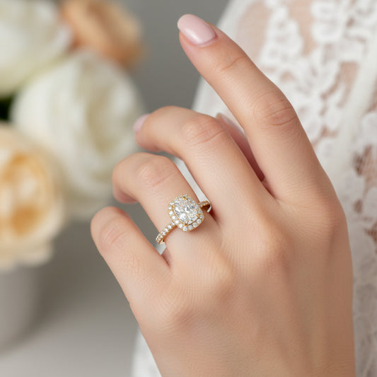 14k Yellow Gold Radiant Moissanite 0.75CTW Ring