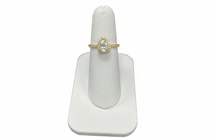 14k Yellow Gold Pear Moissanite 1.00CTW Ring