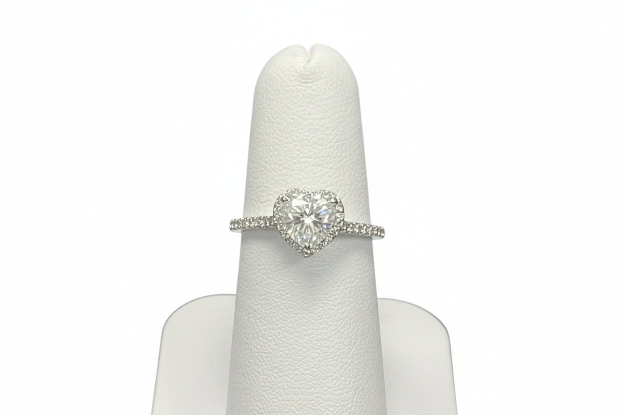 10k White Gold Heart Moissanite 1.53CTW Ring