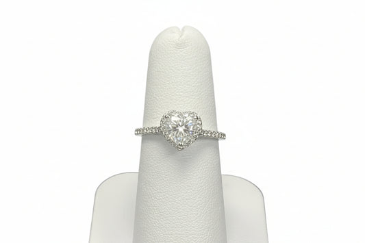 10k White Gold Heart Moissanite 1.53CTW Ring