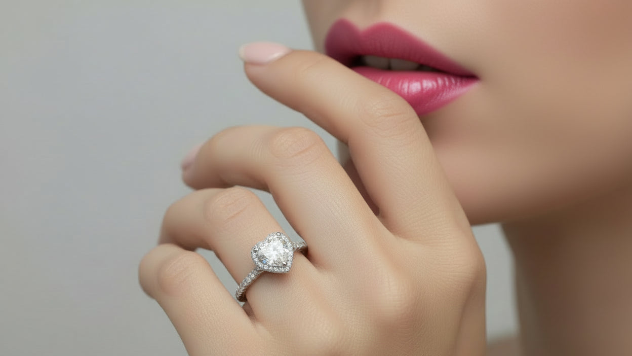 10k White Gold Heart Moissanite 1.53CTW Ring