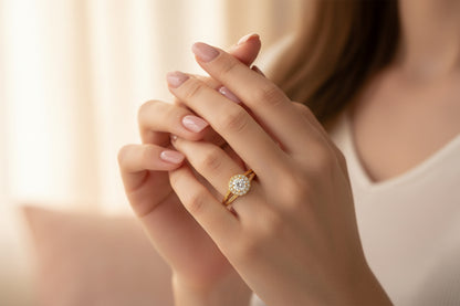 14k Yellow Gold Round Moissanite 0.75CTW Ring