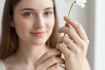 14k Yellow Gold  Round 3stone Moissanite 1.00CTW Ring