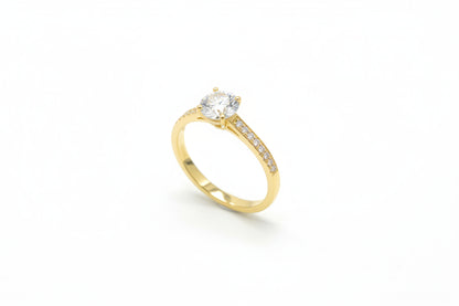 14k Yellow Gold Round Moissanite 0.75CTW Ring