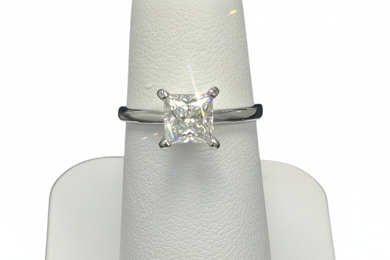 925 Silver Princess Cut Moissanite 1.00CTW Ring