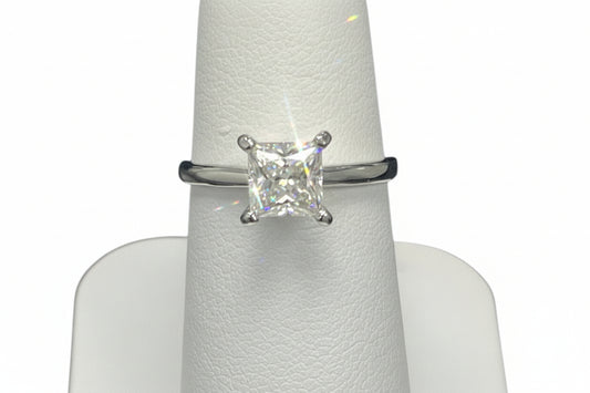 925 Silver Princess Cut Moissanite 1.00CTW Ring