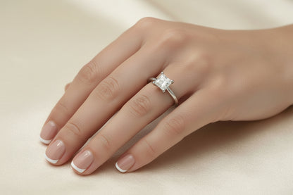 925 Silver Princess Cut Moissanite 1.00CTW Ring