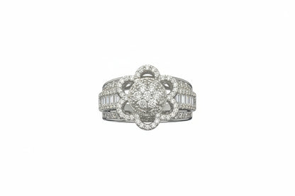 925 Silver Flower Moissanite 2.00CTW Ring