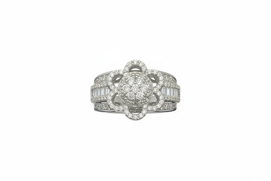 925 Silver Flower Moissanite 2.00CTW Ring