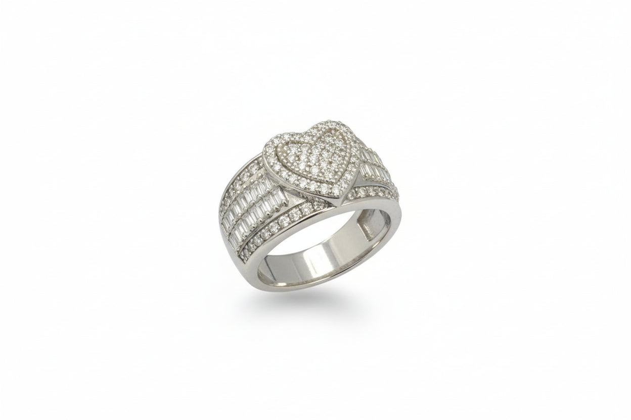 925 Silver Heart Moissanite 3.00CTW Ring