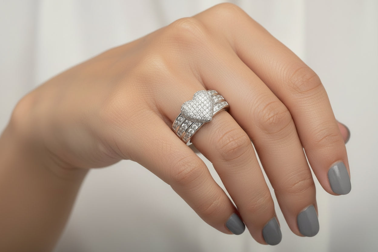 925 Silver Heart Moissanite 2.00CTW Ring