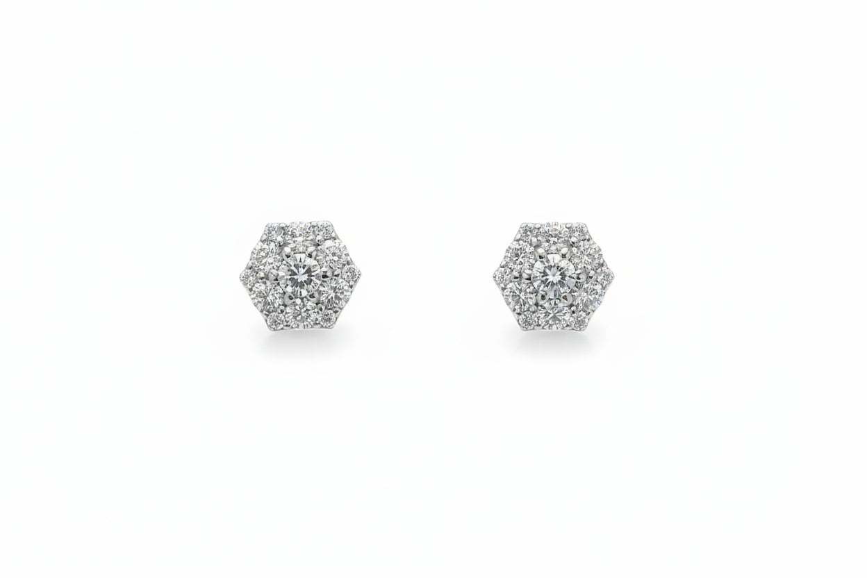 925 Silver Octagon Cluster Moissanite 4.00CTW Earings
